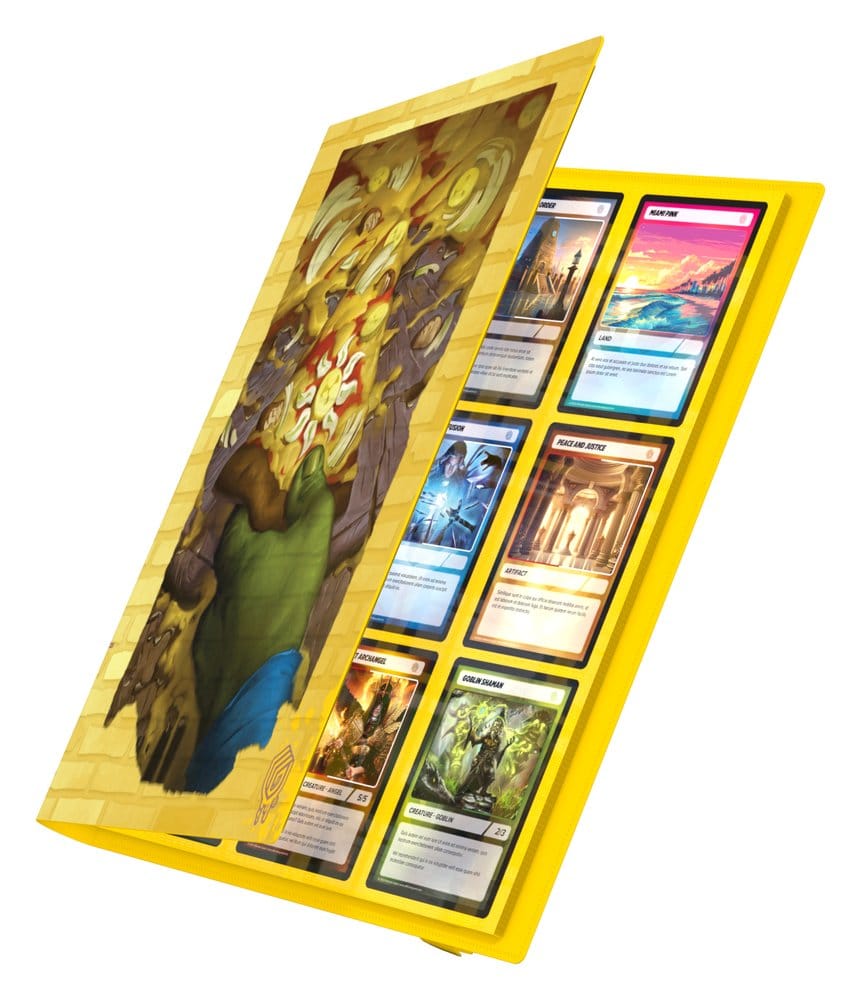 Ultimate Guard Flexxfolio 360 MTG x TMNT Plains binder, yellow brick cover, cover opening to show cards in yellow pages