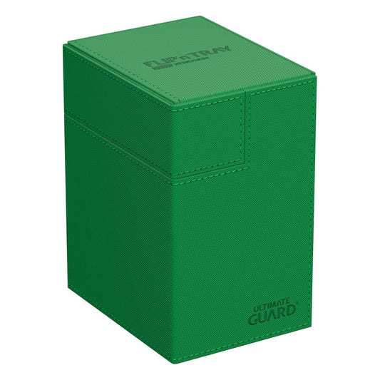Ultimate Guard Flip'n'Tray 133+ Xenoskin deck box in green, closed, front angle