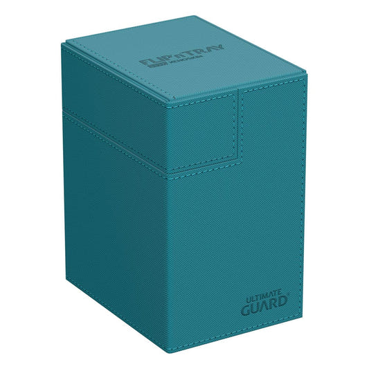 Ultimate Guard Flip'n'Tray 133+ Xenoskin deck box in petrol, closed, front angle