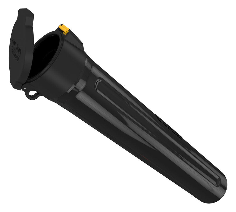 Ultimate Guard MatPod playmat tube in black, flip-top lid open