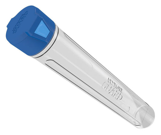 Ultimate Guard MatPod playmat tube in clear, closed, angled view