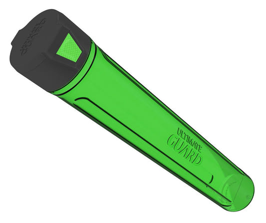 Ultimate Guard MatPod playmat tube in green, closed, angled view