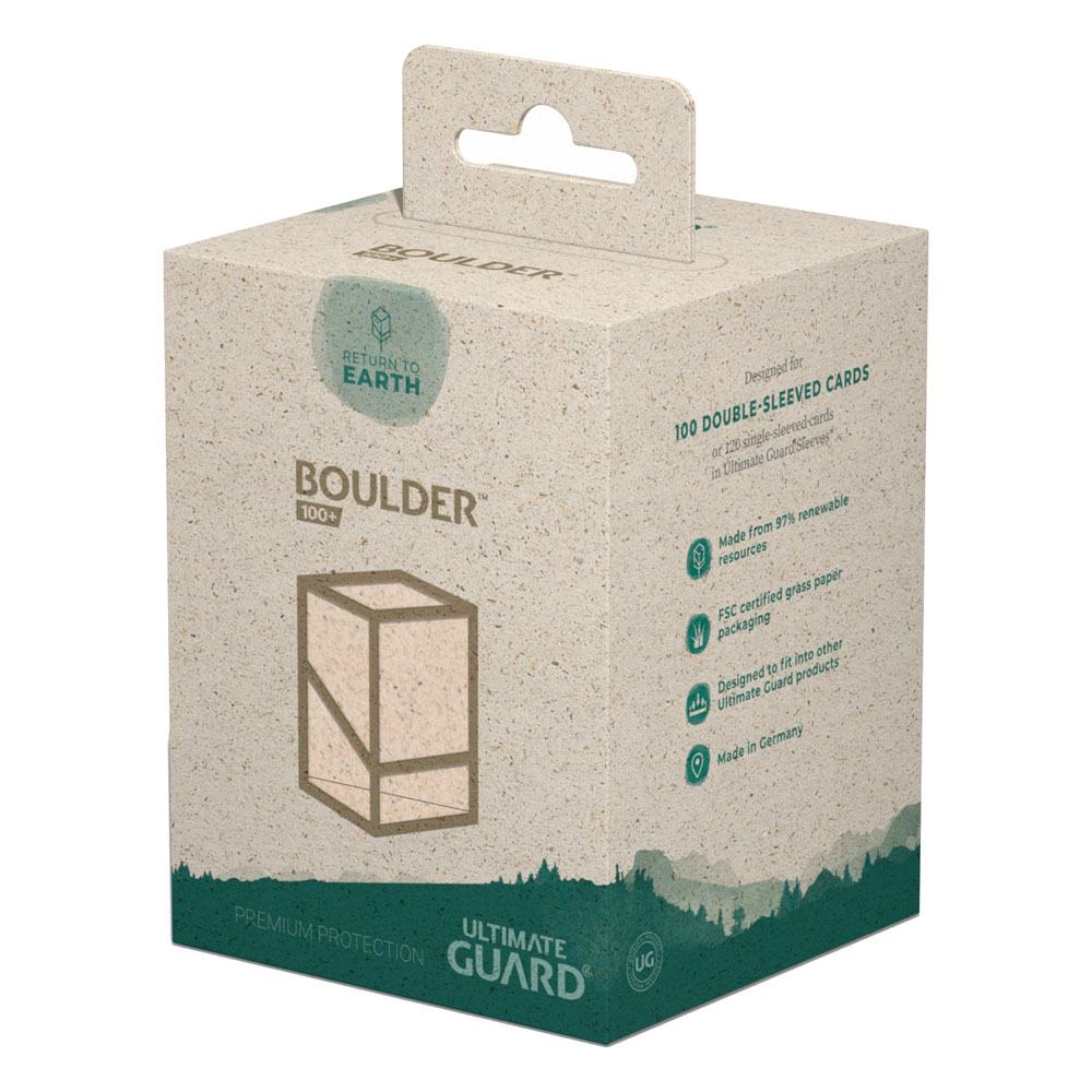 Ultimate Guard Return to Earth Boulder 100+ deck box in natural, in recycled card retail packaging