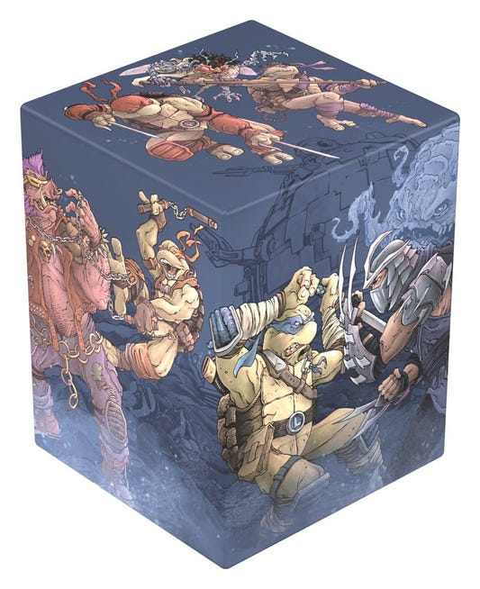 Ultimate Guard Boulder 100+ MTG x TMNT Technodrome Battle deck box, closed, Turtles battling Shredder and mutants