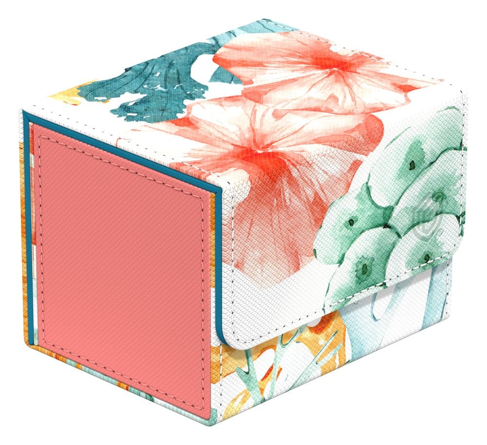 Ultimate Guard Sidewinder 100+ Coralline Eden deck box, closed, flap and side panel, front-right
