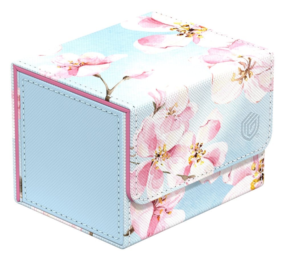 Ultimate Guard Sidewinder 100+ Cherry Blossom deck box, closed, flap and side panel, front-right