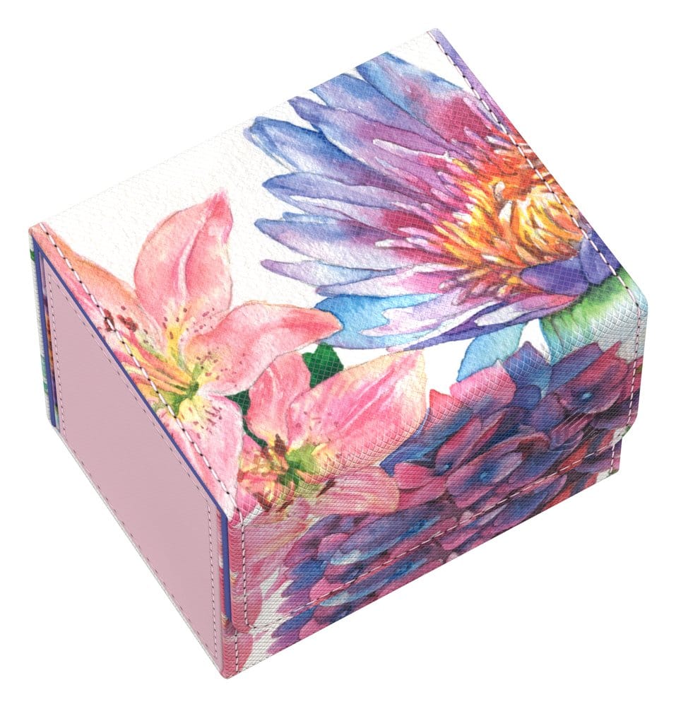 Ultimate Guard Sidewinder 100+ Lotus Bloom deck box, closed, high angle from the other side