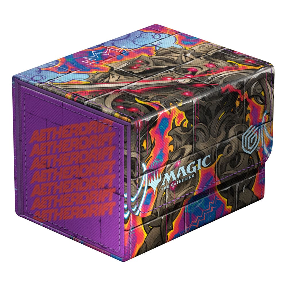 Ultimate Guard Sidewinder 100+ Aetherdrift Coalstoke Gearhulk deck box, closed, flap and side panel, front-right