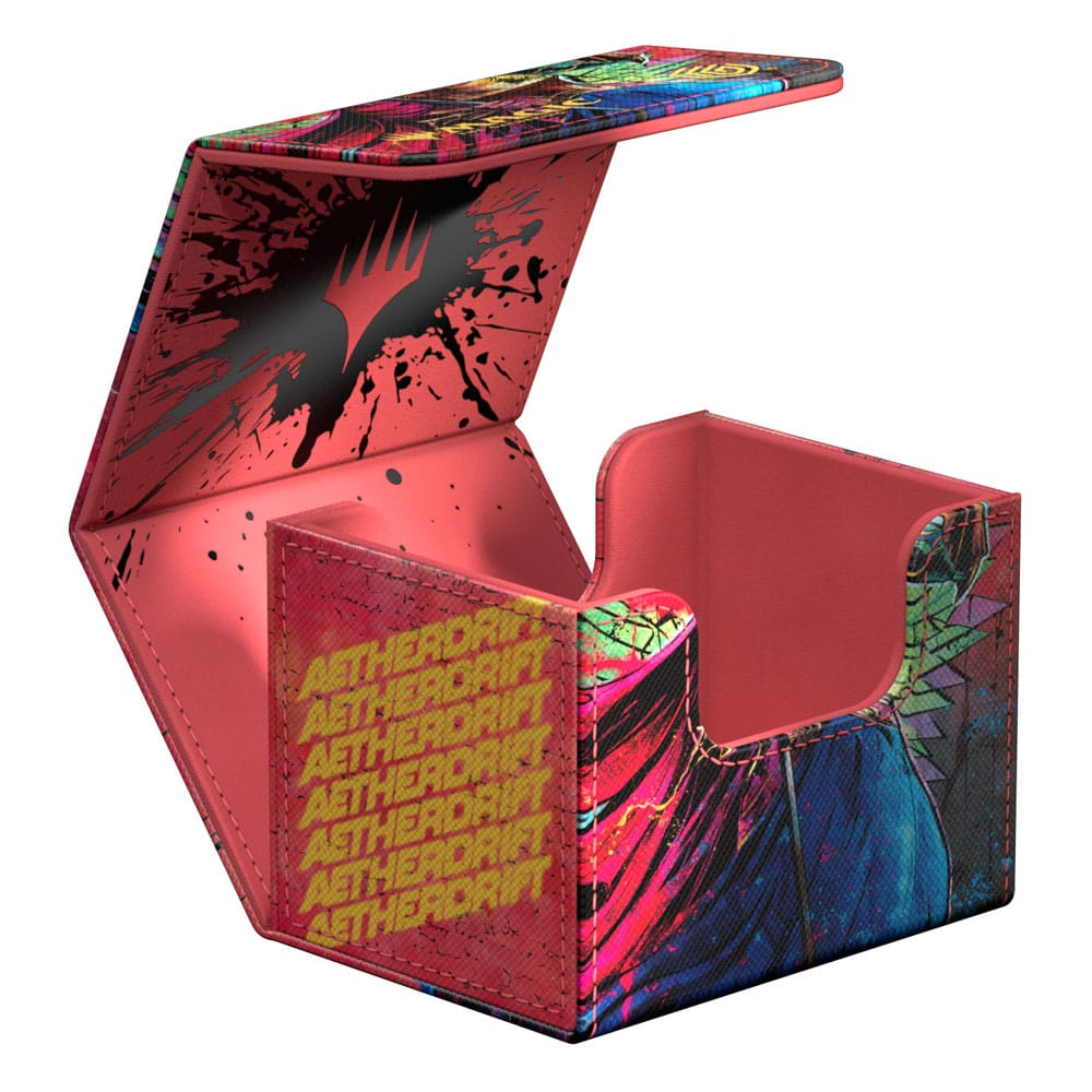 Ultimate Guard Sidewinder 100+ Aetherdrift Hazoret, Godseeker deck box, lid open, empty, Magic splash on the lining