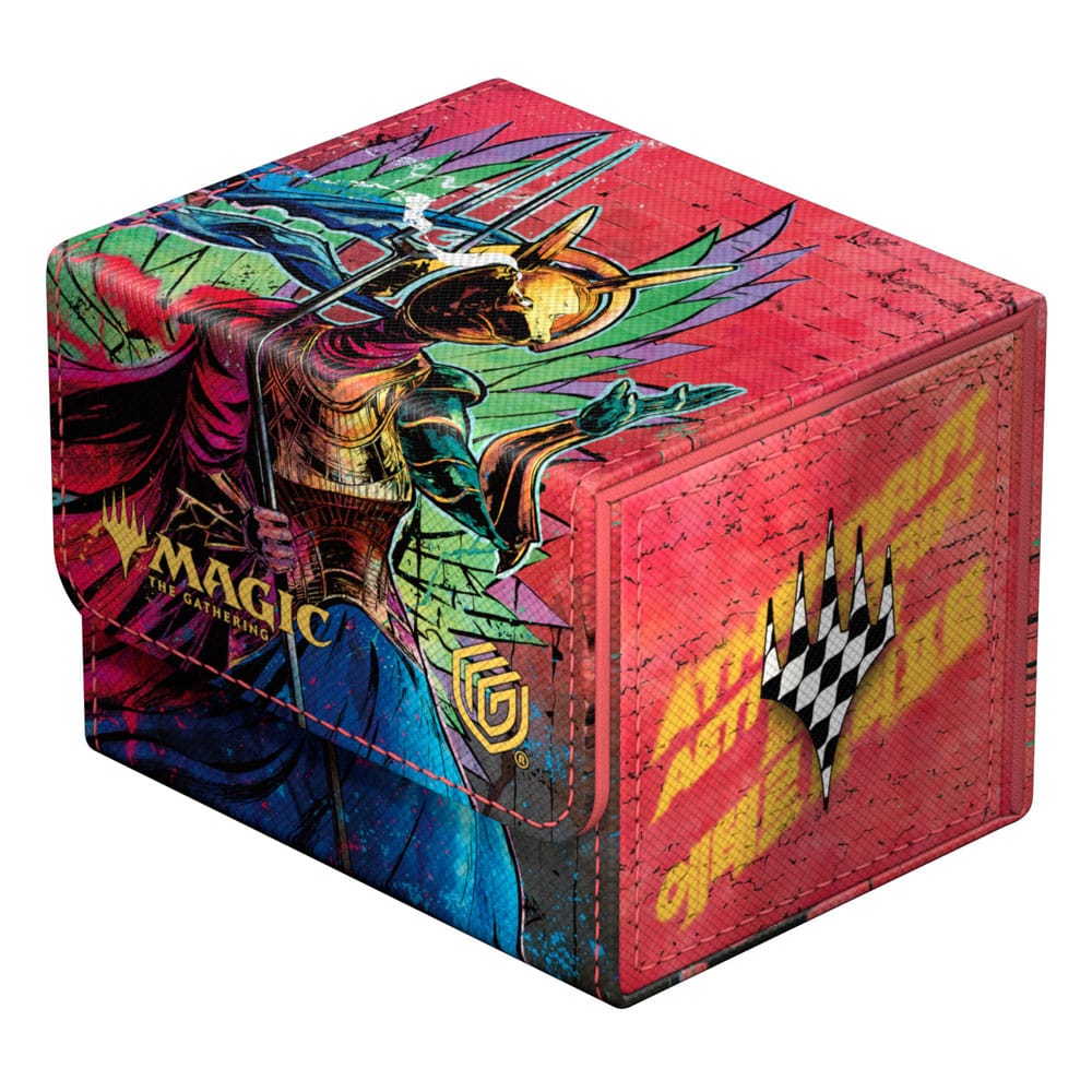 Ultimate Guard Sidewinder 100+ Aetherdrift Hazoret, Godseeker deck box, closed, red with Hazoret art, front-left