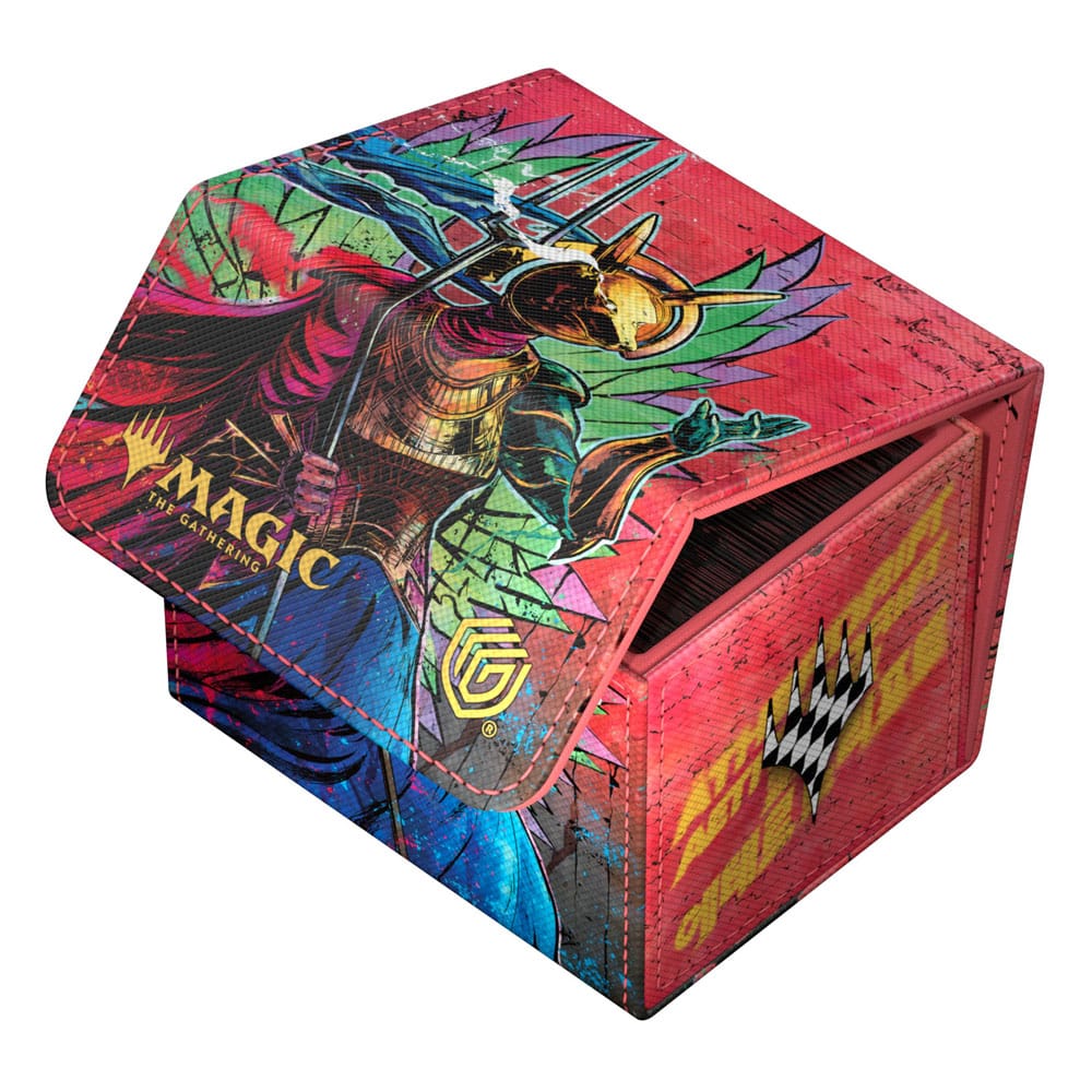 Ultimate Guard Sidewinder 100+ Aetherdrift Hazoret, Godseeker deck box, closed, angled view, card edges visible