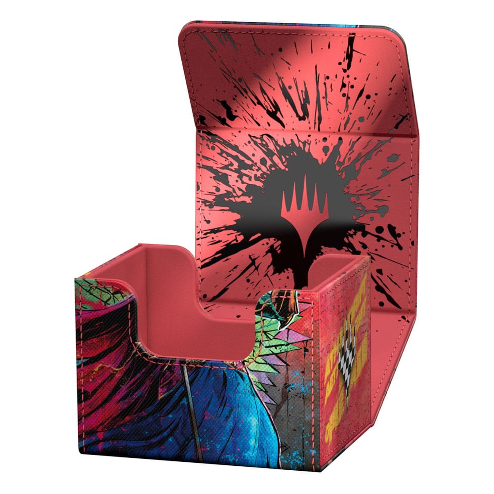 Ultimate Guard Sidewinder 100+ Aetherdrift Hazoret, Godseeker deck box, lid raised upright over the empty tray