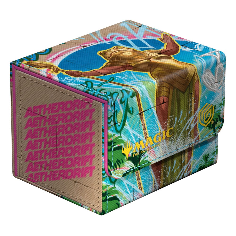 Ultimate Guard Sidewinder 100+ Aetherdrift Sab-Sunen deck box, closed, flap and side panel, front-right