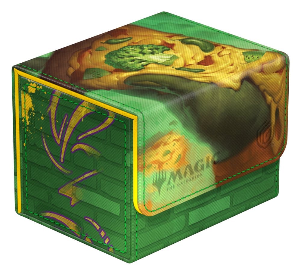 Ultimate Guard Sidewinder 100+ MTG x TMNT Forest deck box, closed, side view with graffiti panel