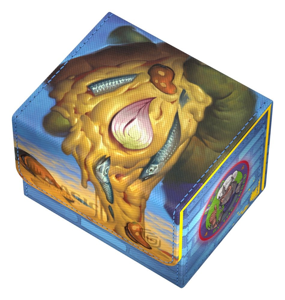 Ultimate Guard Sidewinder 100+ MTG x TMNT Island deck box, closed, top-down view of the pizza artwork