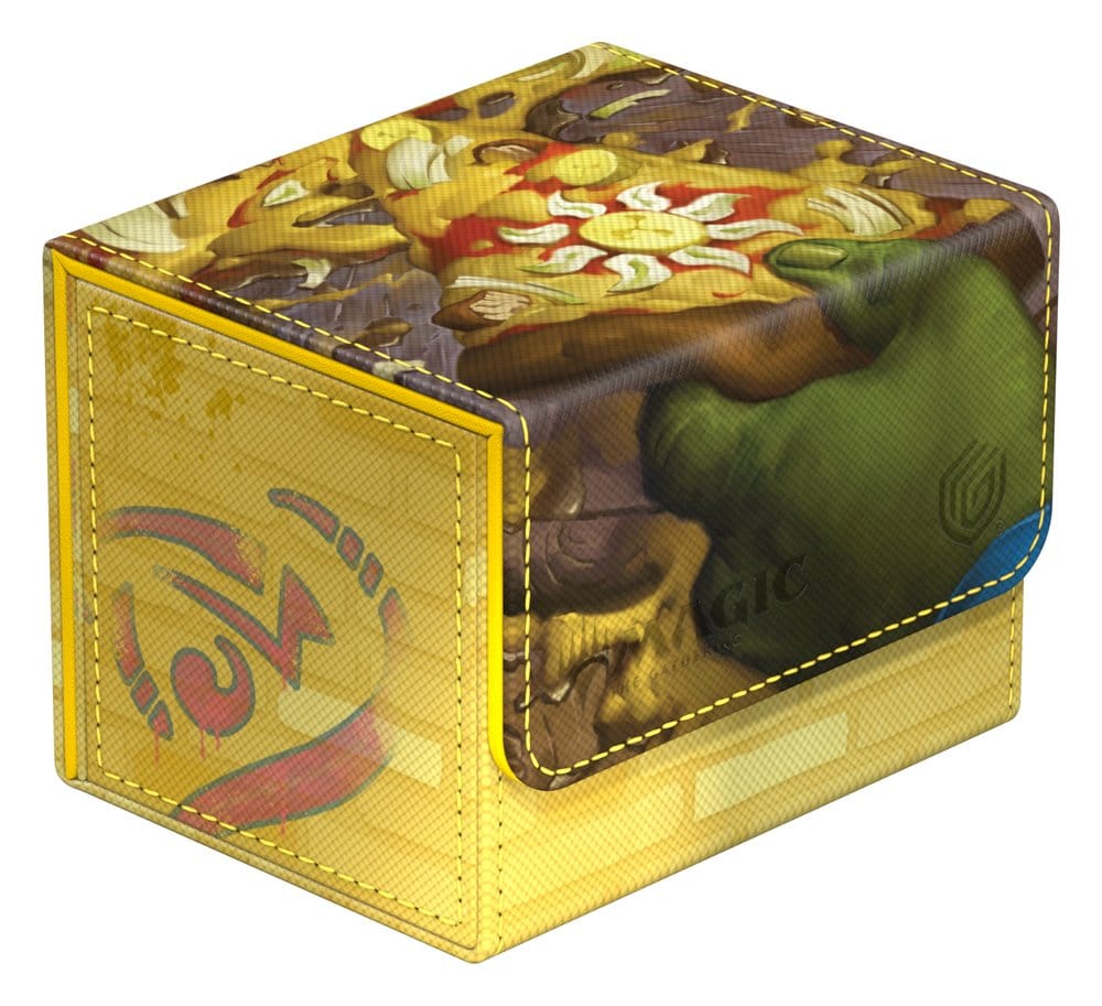 Ultimate Guard Sidewinder 100+ MTG x TMNT Plains deck box, closed, side view with graffiti panel