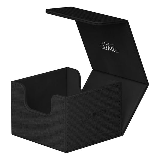 Ultimate Guard Sidewinder 133+ Xenoskin deck box in black, lid open, empty interior