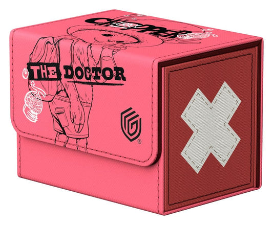 Ultimate Guard Sidewinder 80+ Netflix One Piece Chopper deck box in pink, closed, front angle, The Doctor line art