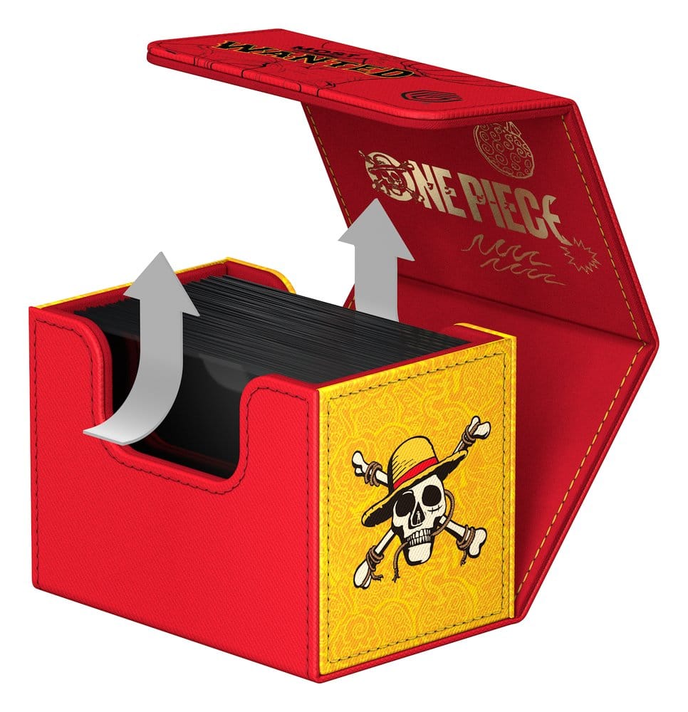 Ultimate Guard Sidewinder 80+ Netflix One Piece Luffy deck box, cards lifting out, arrows shown