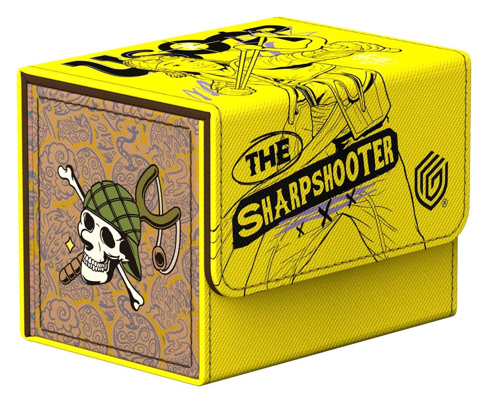 Ultimate Guard Sidewinder 80+ Netflix One Piece Usopp deck box, closed, side panel with Usopp Jolly Roger emblem