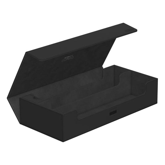 Ultimate Guard Superhive 550+ Xenoskin card box in black, lid open, empty two-row interior