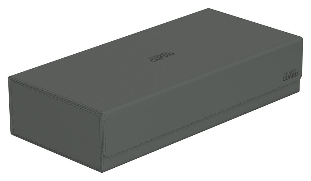Ultimate Guard Superhive 550+ Xenoskin card box in grey, closed, angled view