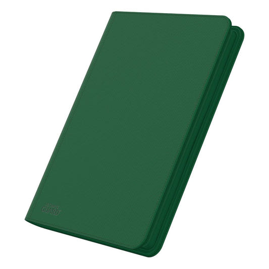 Ultimate Guard Zipfolio 320 16-Pocket Xenoskin binder in green, closed, angled front view
