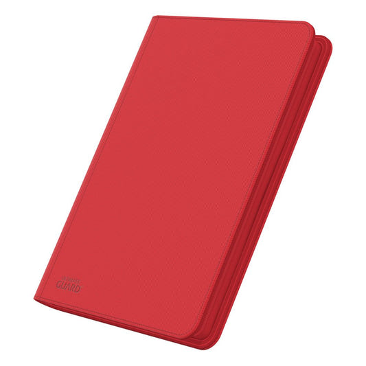 Ultimate Guard Zipfolio 320 16-Pocket Xenoskin binder in red, closed, angled front view