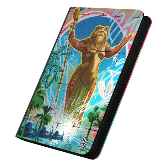 Ultimate Guard Zipfolio 360 Aetherdrift Sab-Sunen, golden figure and palms art on blue, angled view