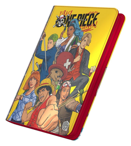 Ultimate Guard Zipfolio 360 Netflix One Piece Crew binder, colour cast artwork on yellow, angled front view