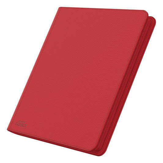 Ultimate Guard Zipfolio 480 24-Pocket Xenoskin binder in red, closed, angled front view