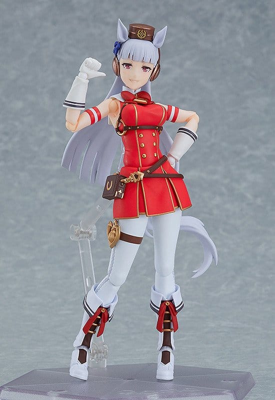 Front view of figma Gold Ship on her clear stand with a hand on her hip, Max Factory