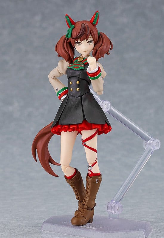 Front view of figma Nice Nature on her clear stand, Max Factory Umamusume: Pretty Derby