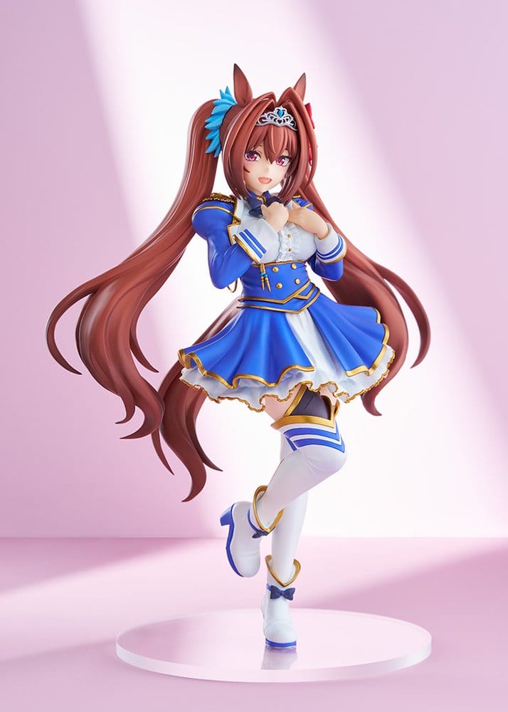 Umamusume Daiwa Scarlet Pop Up Parade figure on clear base, full view on pink background