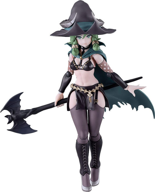 Max Factory figma Yahna from Unicorn Overlord in witch hat and cape holding her bat-headed staff