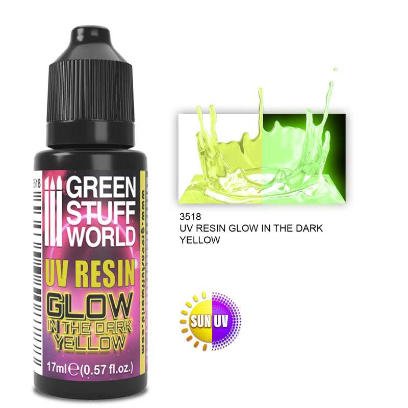 Green Stuff World - UV RESIN 17ml YELLOW - Glow in the Dark - Loaded Dice
