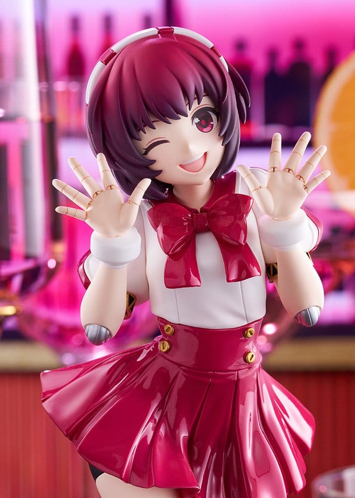 Close-up of the Dorothy Haze figure winking with both hands raised, neon bar backdrop