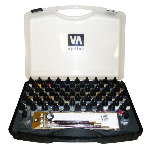 Vallejo Model Air Basic Range Box Set (72 colours + 3 brushes + carry case) - Loaded Dice