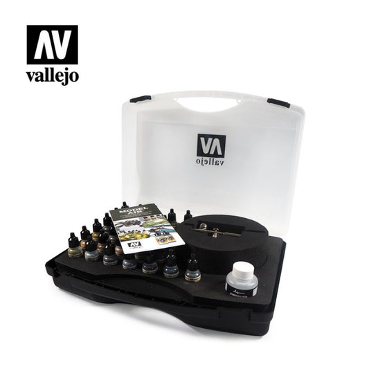 Vallejo Model Air - Basic Colours & Airbrush Set - Loaded Dice