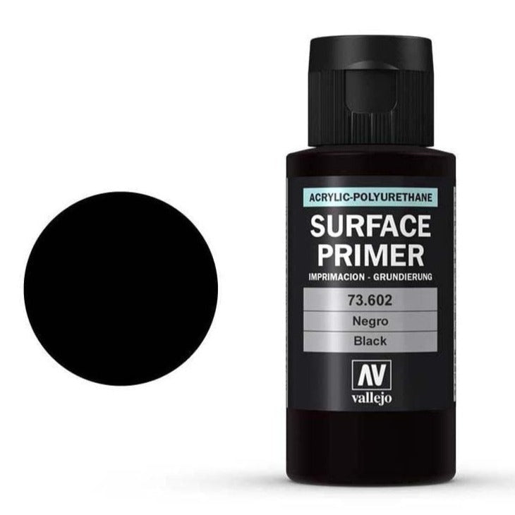 Vallejo Surface Primer Acrylic Polyurethane - Primer Black 60ml bottle