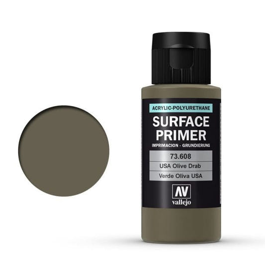 Vallejo Surface Primer Acrylic Polyurethane - Primer US Olive Drab 60ml bottle