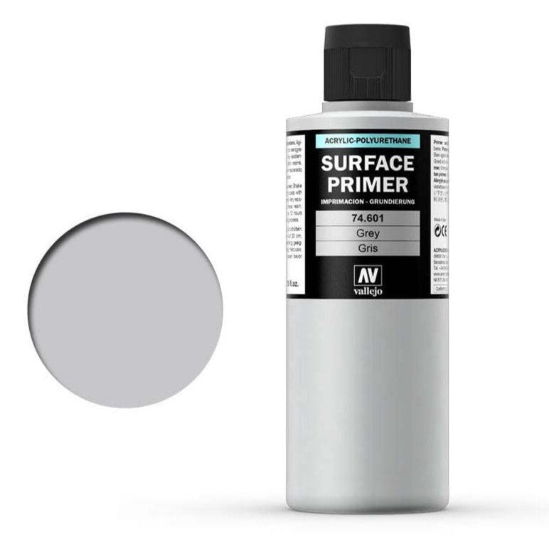 Vallejo Surface Primer Acrylic - Primer Grey 200ml bottle