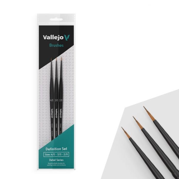 Vallejo AV Detail - Definition Set (sizes 4/0, 3/0 & 2/0) hobby brush