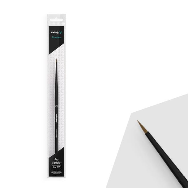 Vallejo AV Pro Modeller - Natural Hair Round Brush No. 3/80 - Loaded Dice