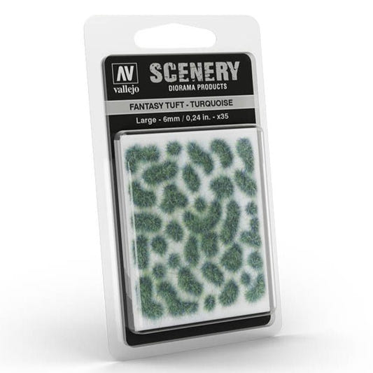 Vallejo Fantasy Tuft - Turquoise, Large self-adhesive grass tufts for basing