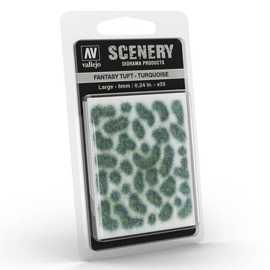 Vallejo Fantasy Tuft - Turquoise, Large self-adhesive grass tufts for basing