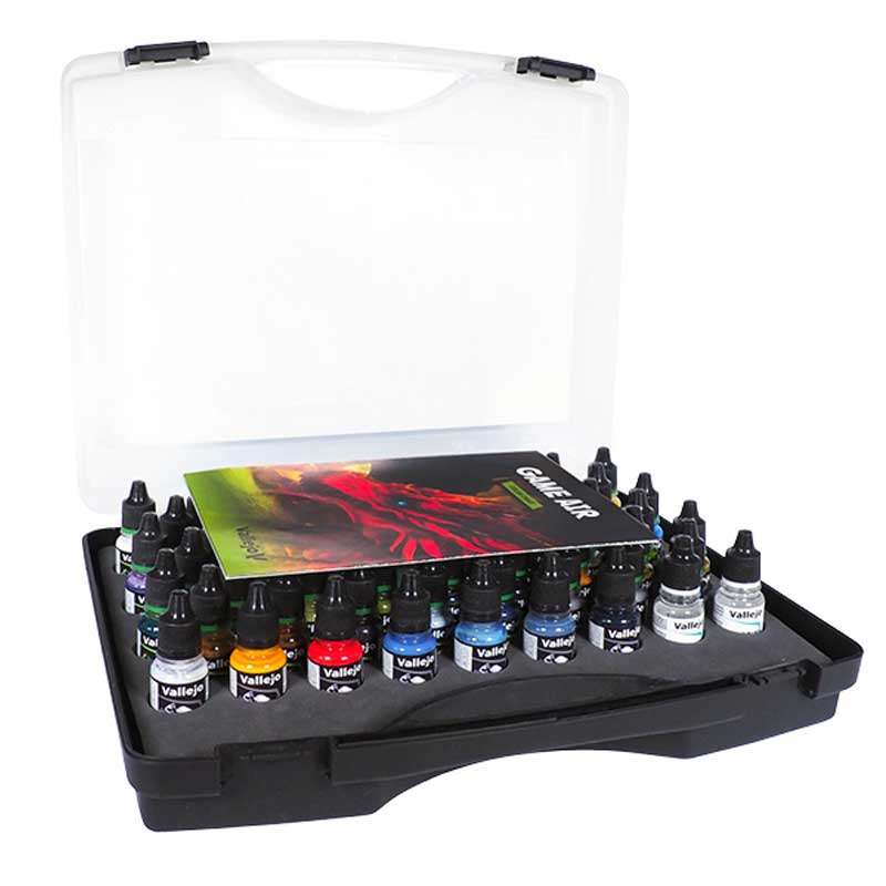 Vallejo Game Air Creative Full Collection open hard case with 60 18ml dropper bottles