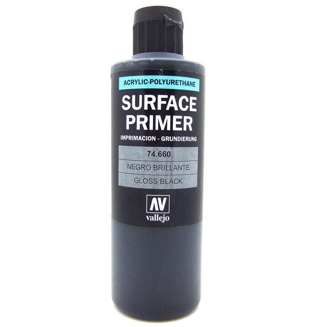 Vallejo Metal Color Metal Color - Gloss Black Primer 200ml metallic airbrush paint bottle