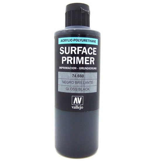 Vallejo Metal Color Metal Color - Gloss Black Primer 200ml metallic airbrush paint bottle