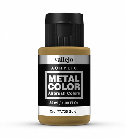 Vallejo Metal Color Metal Color - Gold 32ml metallic airbrush paint bottle